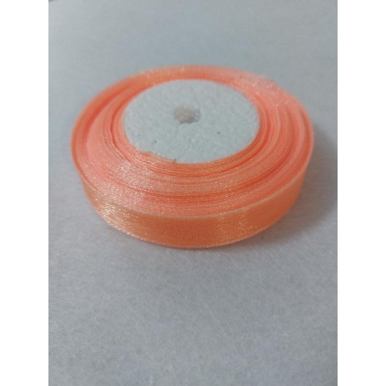 Лента органза 1,5 см*35ярд (цв. ярко-персиковый), цена за катушку